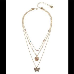 NWT Betsey Johnson Butterfly Pendant Layered Necklace Set